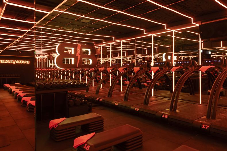 Fitness studio with treadmills